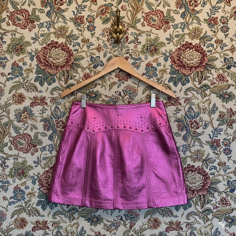Idyllwind Keller Star Studded Metallic Leather Skirt Medium - Picture 6 of 6
